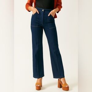 Vintage Sears Jeans Women’s L 14 Dark Wash Patch Pockets High Waisted Retro 70s